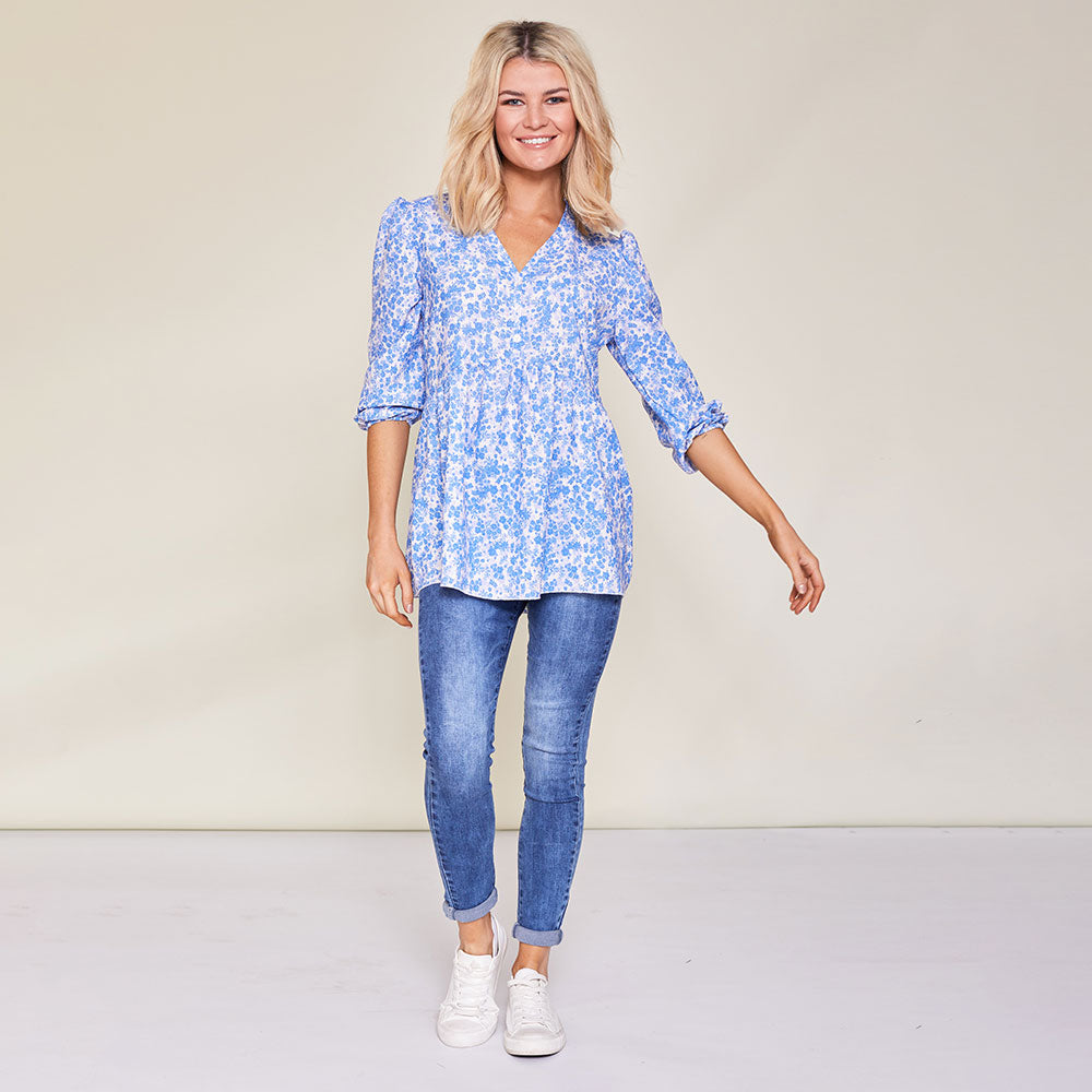 Sadie Top (Blue Floral)