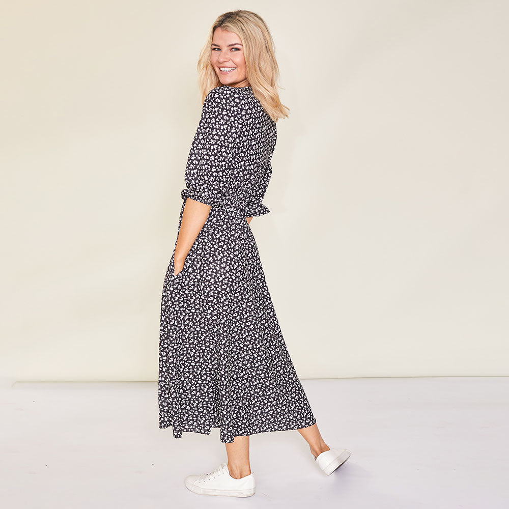 Daisy Dress (Black Floral)