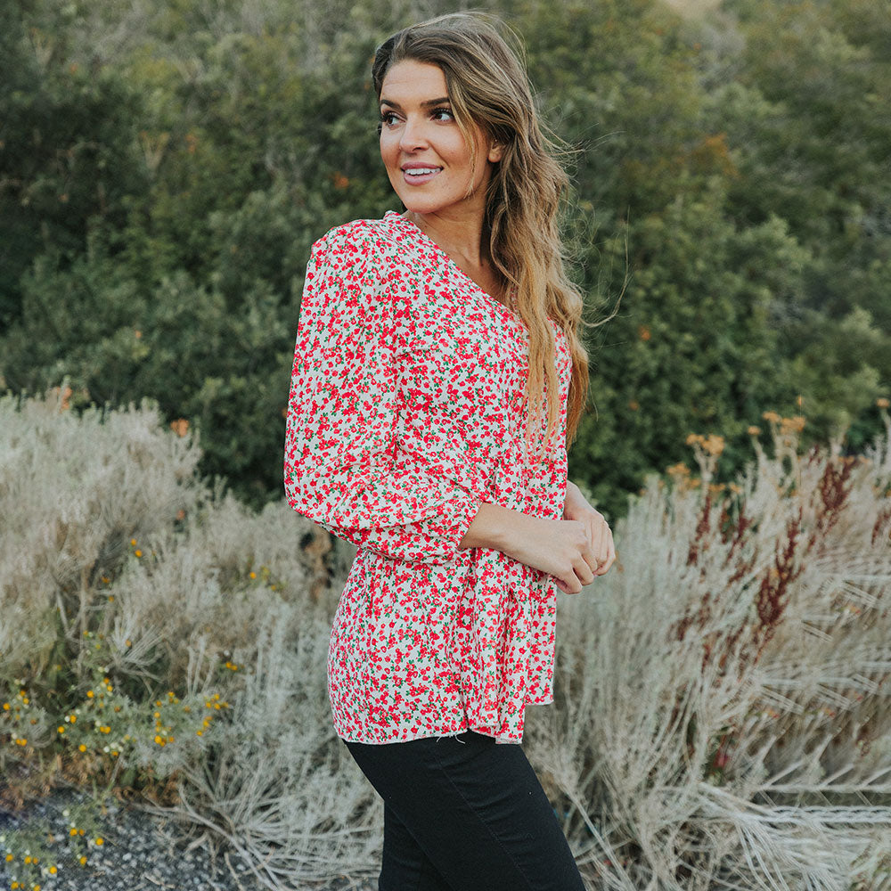 Sadie Top (Red Floral)