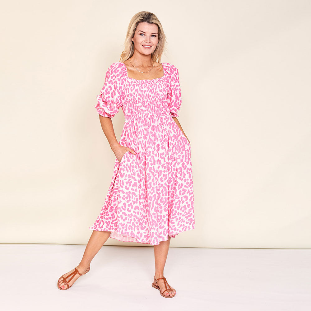 Vella Dress (Pink Leopard)