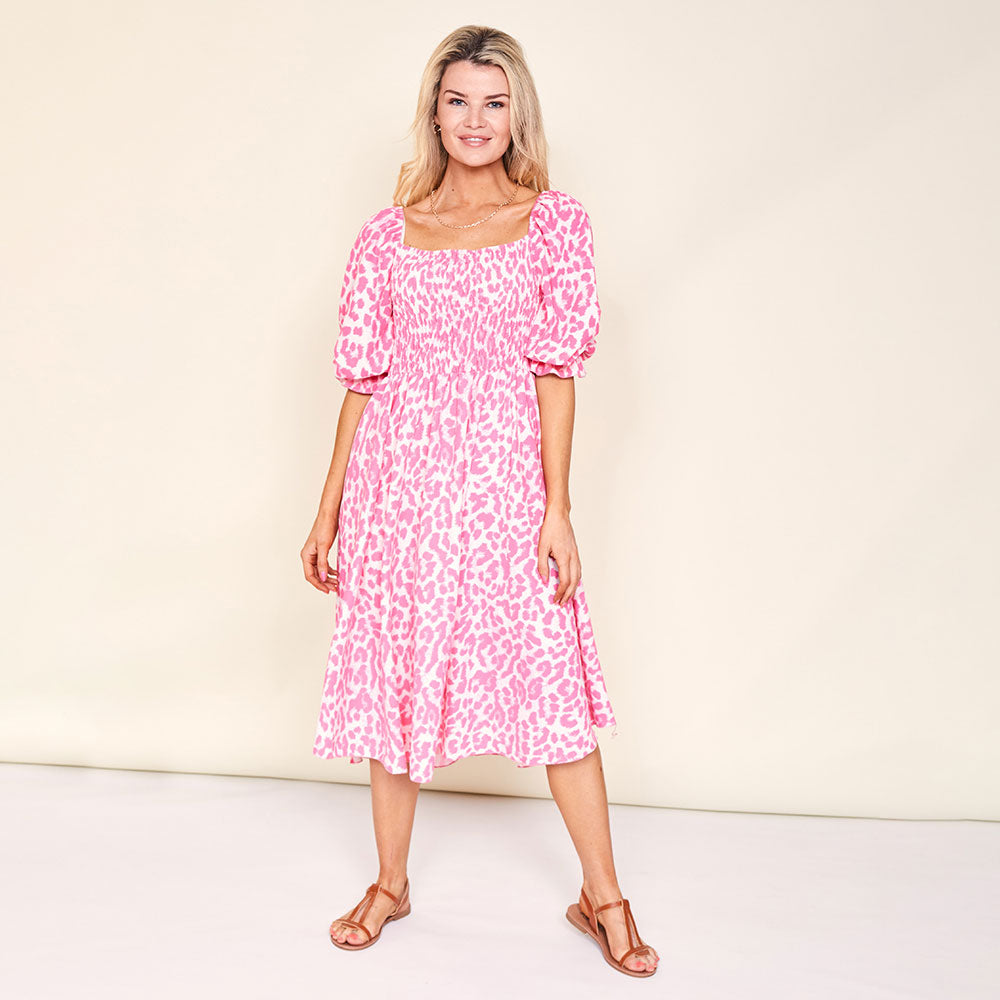 Vella Dress (Pink Leopard)