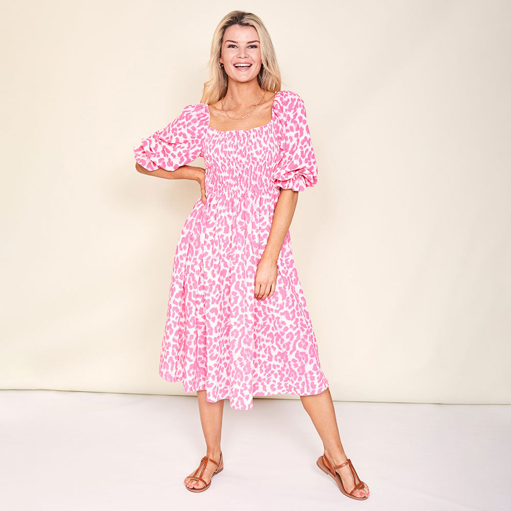Vella Dress (Pink Leopard)