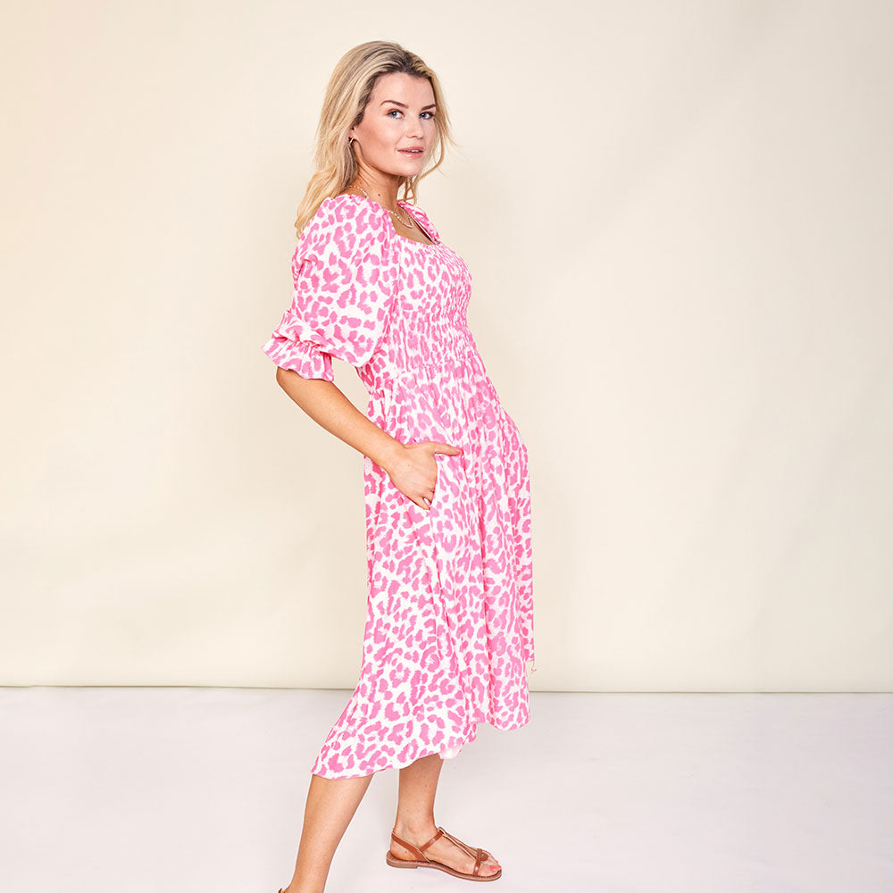 Vella Dress (Pink Leopard)