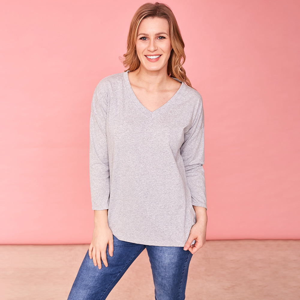 Riley V Neck Top (Dove)