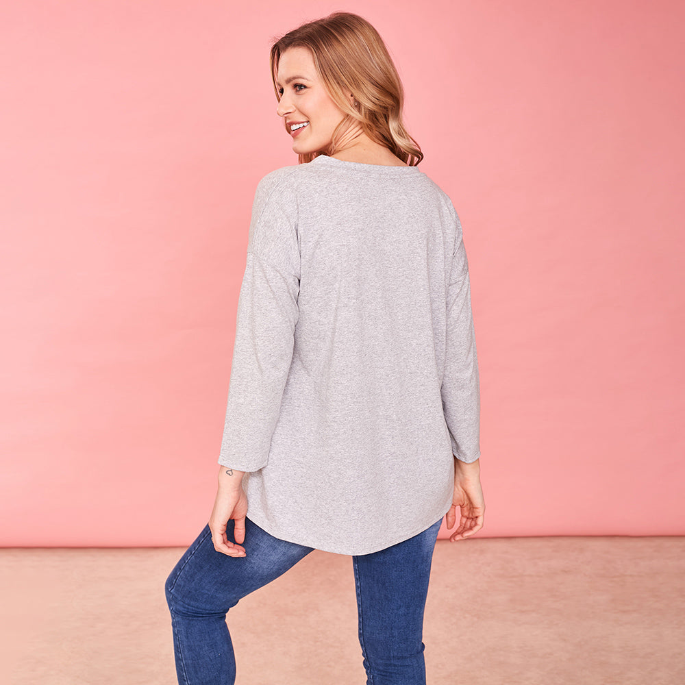 Riley V Neck Top (Dove)