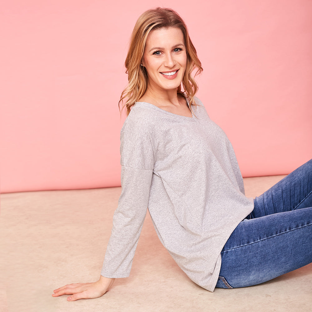 Riley V Neck Top (Dove)