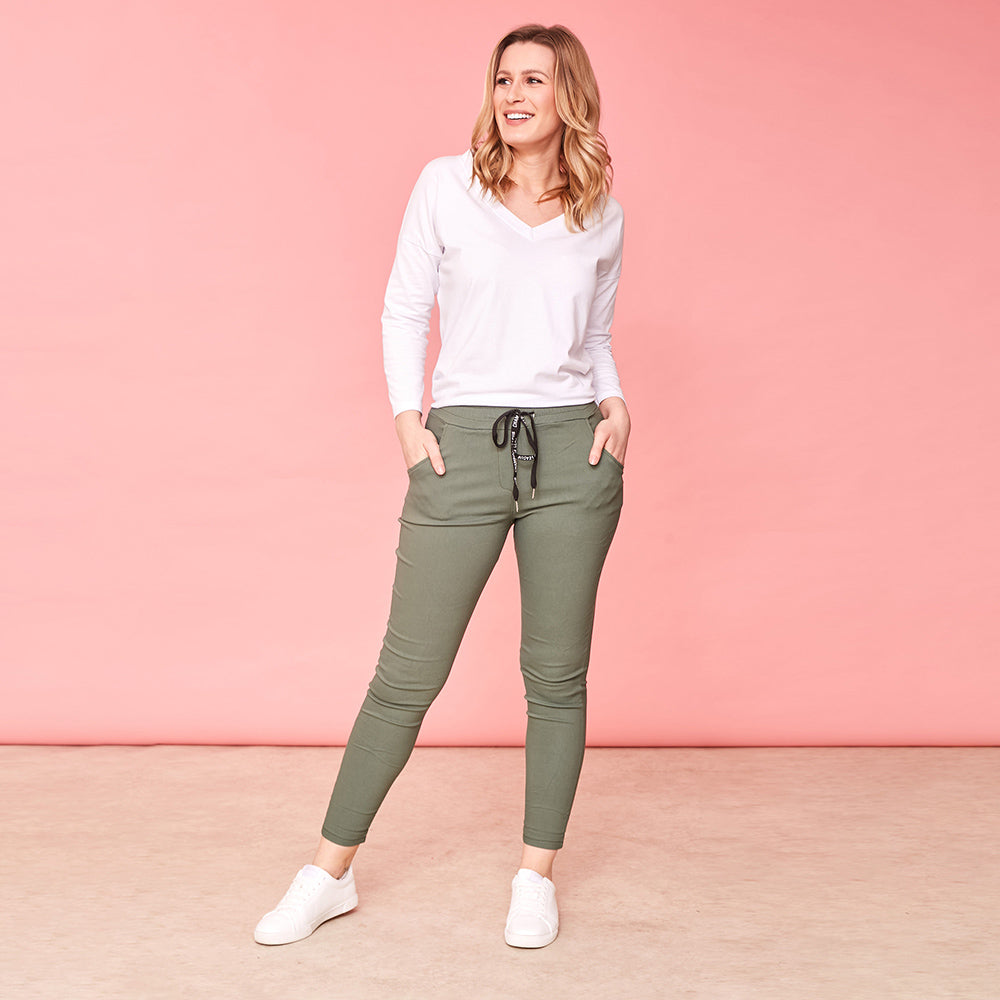 Rhiona Stretch Trousers (Khaki)