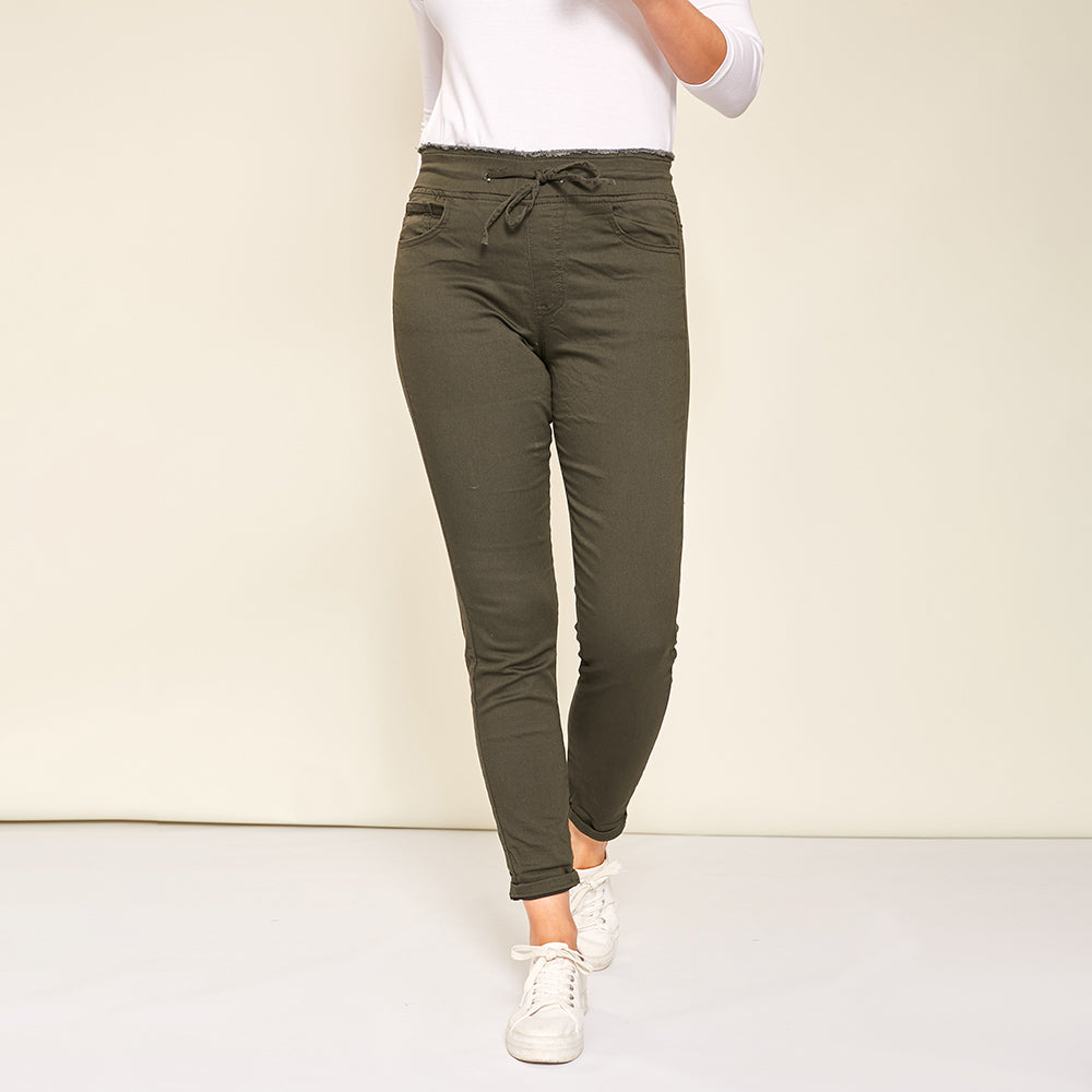 Dana Drawstring Classic Jeggings (Khaki)