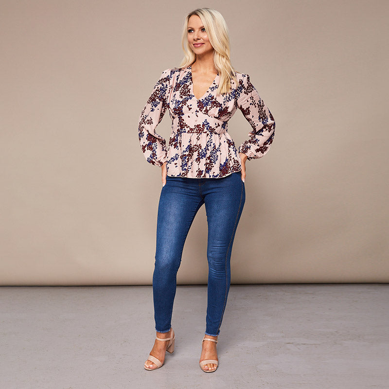 Maisy Peplum Top Cream Floral