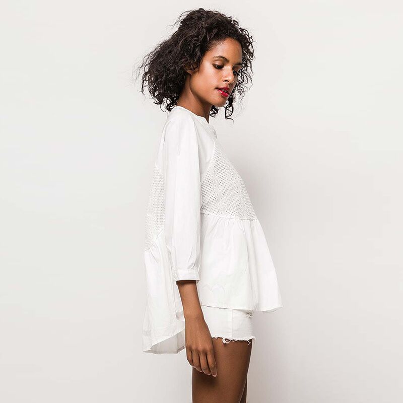 High Low Peplum Blouse White