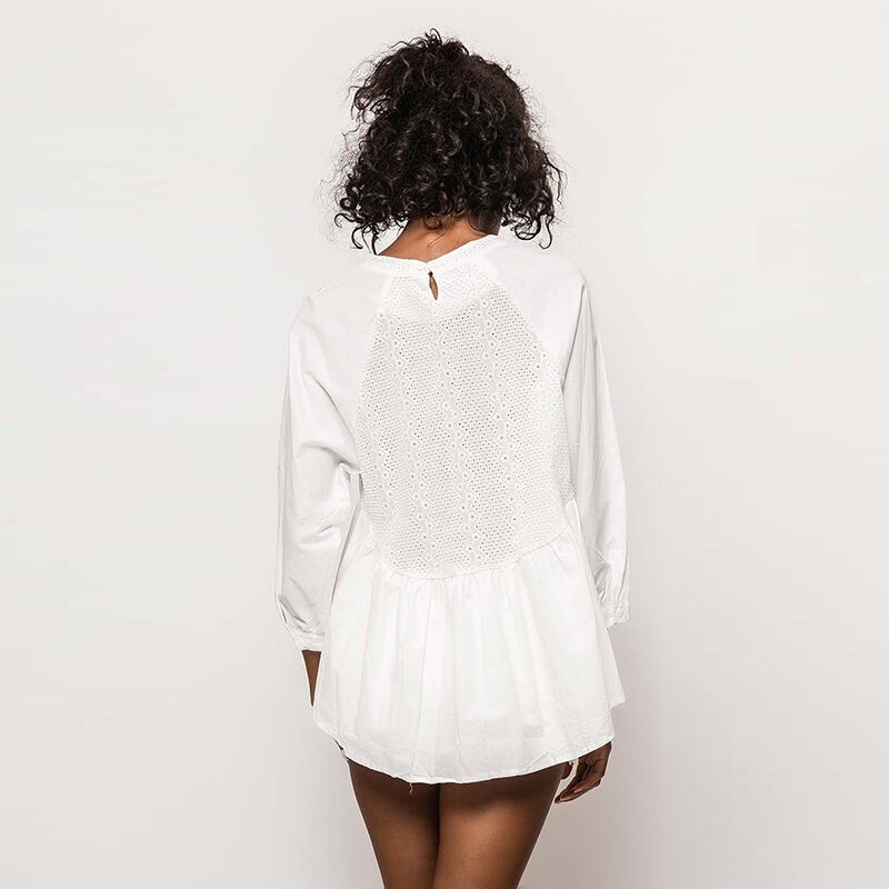 High Low Peplum Blouse White