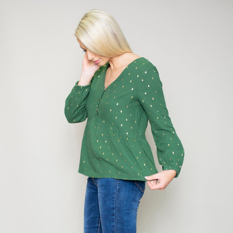 Pia Peplum Top (Green)