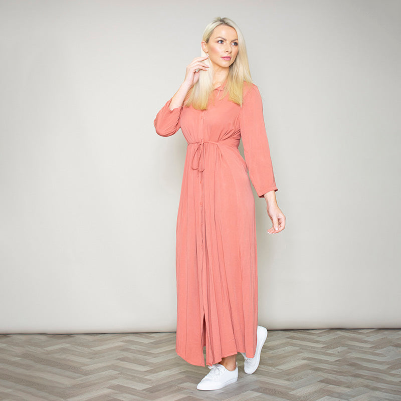 Pillo Peach Maxi Shirt Dress