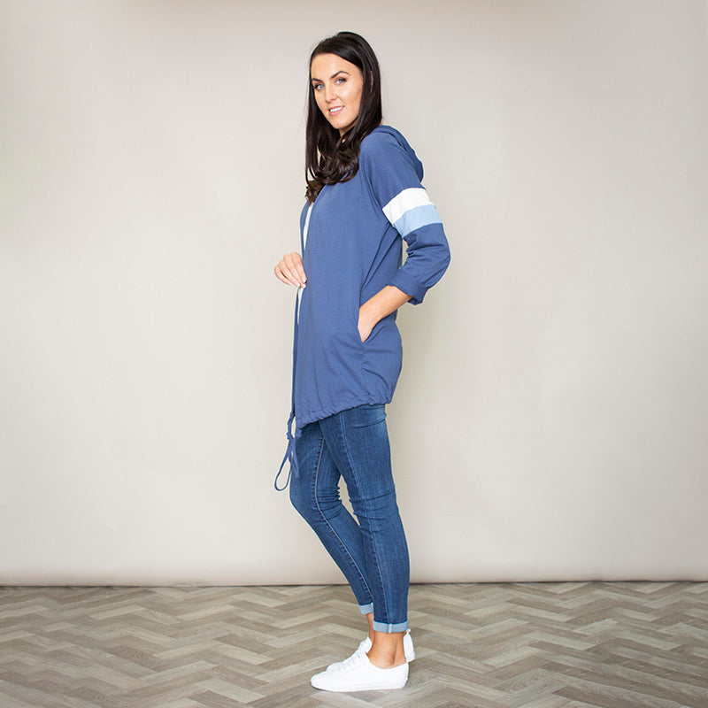 Rosie Stripe Hoody (Bluebell)