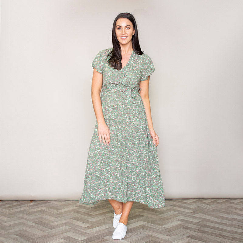 Carmen Floral Midi Dress (Sage)
