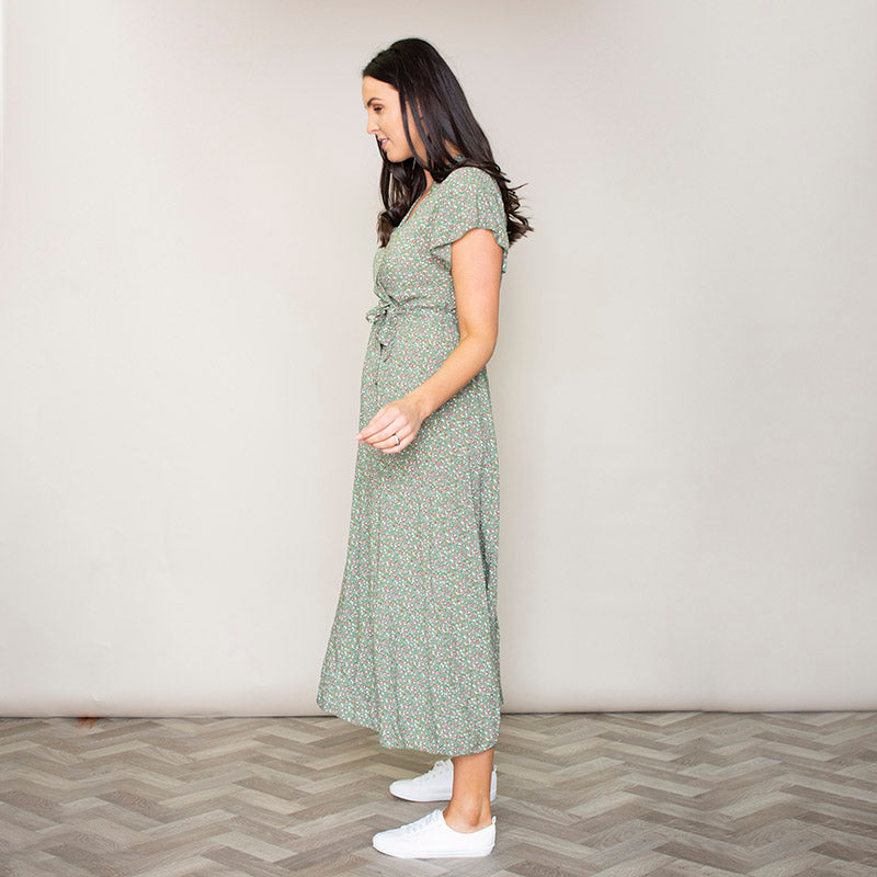 Carmen Floral Midi Dress (Sage)