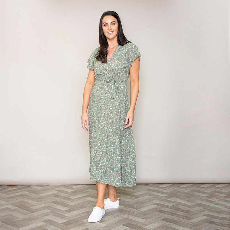 Carmen Floral Midi Dress (Sage)