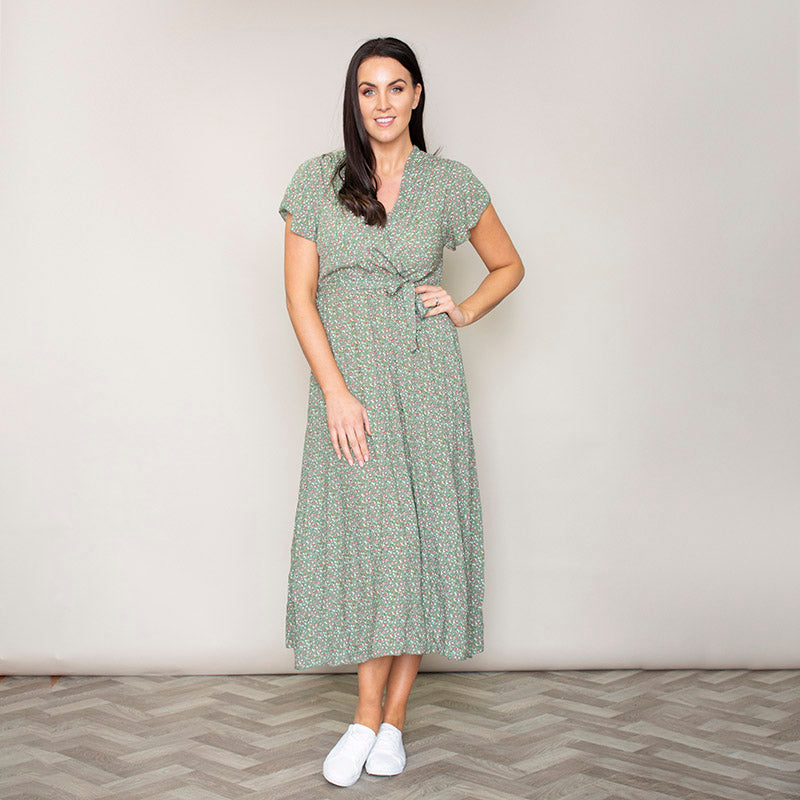 Carmen Floral Midi Dress (Sage)