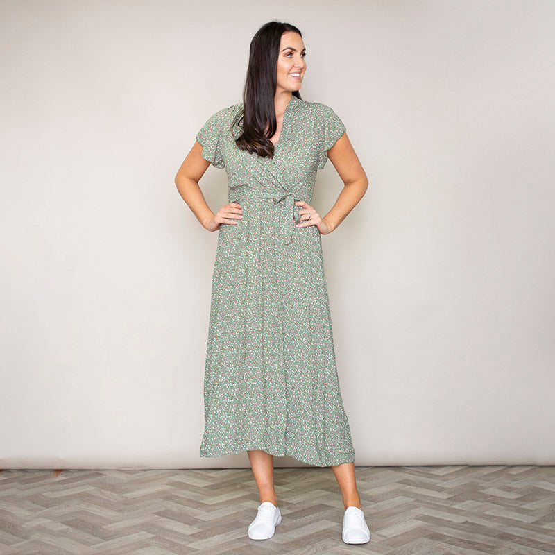Carmen Floral Midi Dress (Sage)