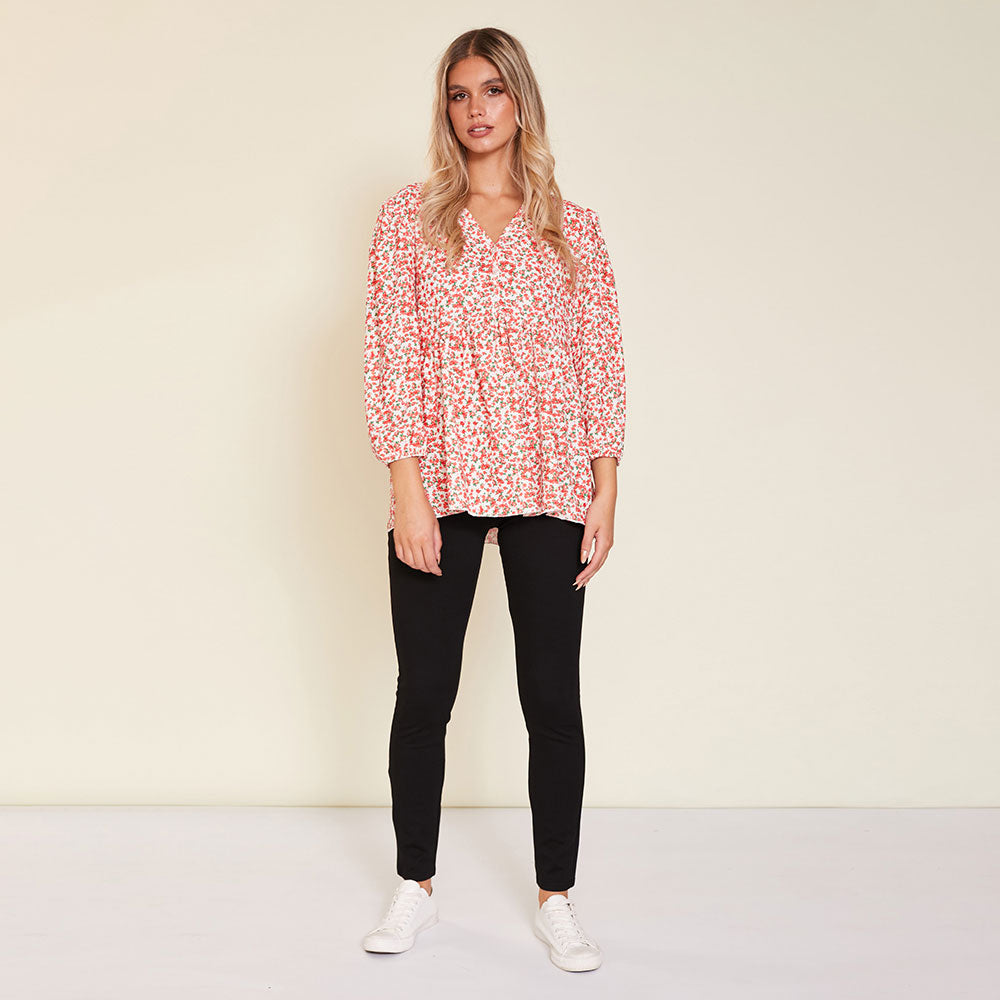 Sadie Top (Red Floral)