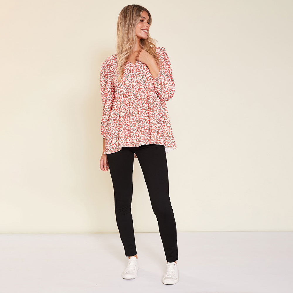 Sadie Top (Red Floral)