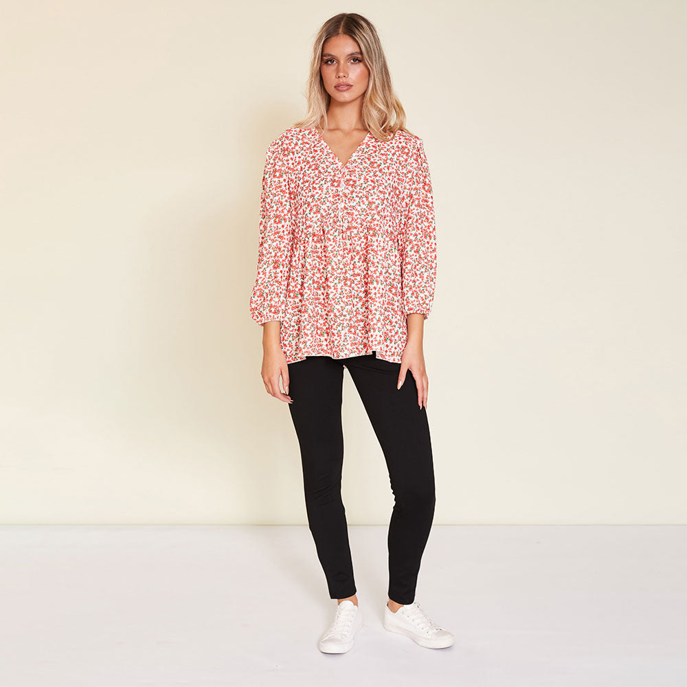 Sadie Top (Red Floral)