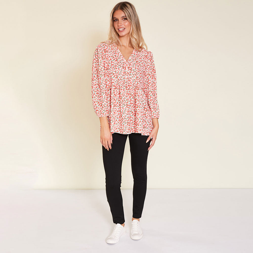 Sadie Top (Red Floral)
