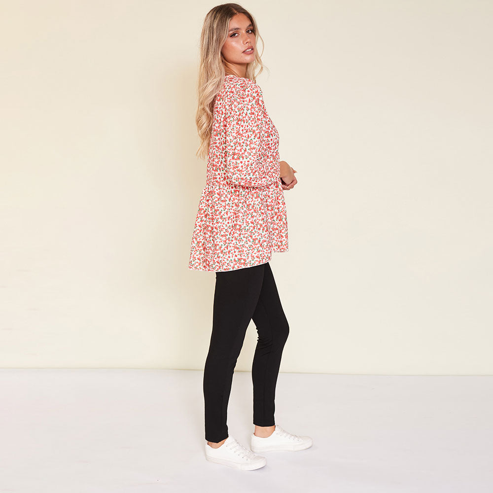 Sadie Top (Red Floral)