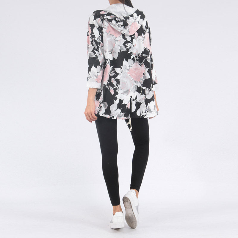 Casual Hoodie Jacket Floral