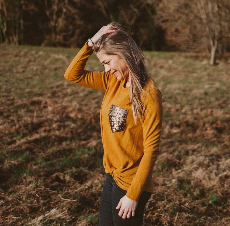 Glitter Pocket Knot Top Mauve
