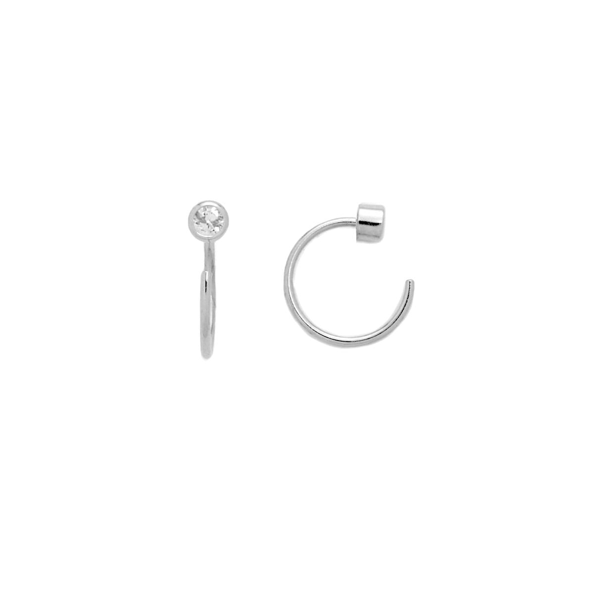 Mini Bezel Huggies Earings Silver