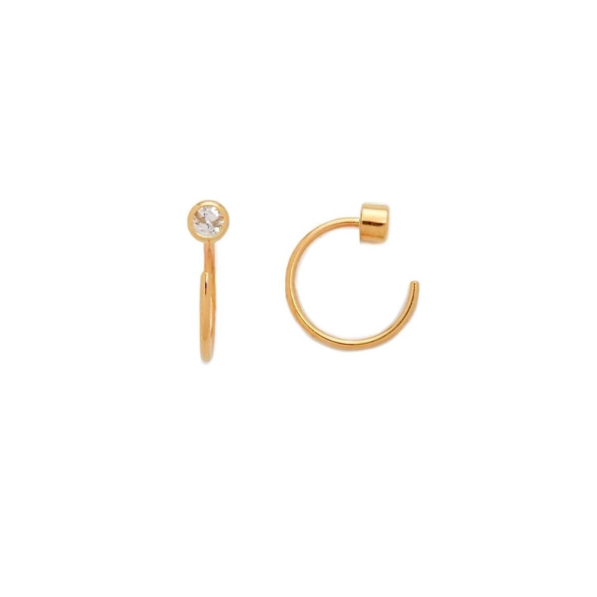 Mini Bezel Huggies Earings Gold