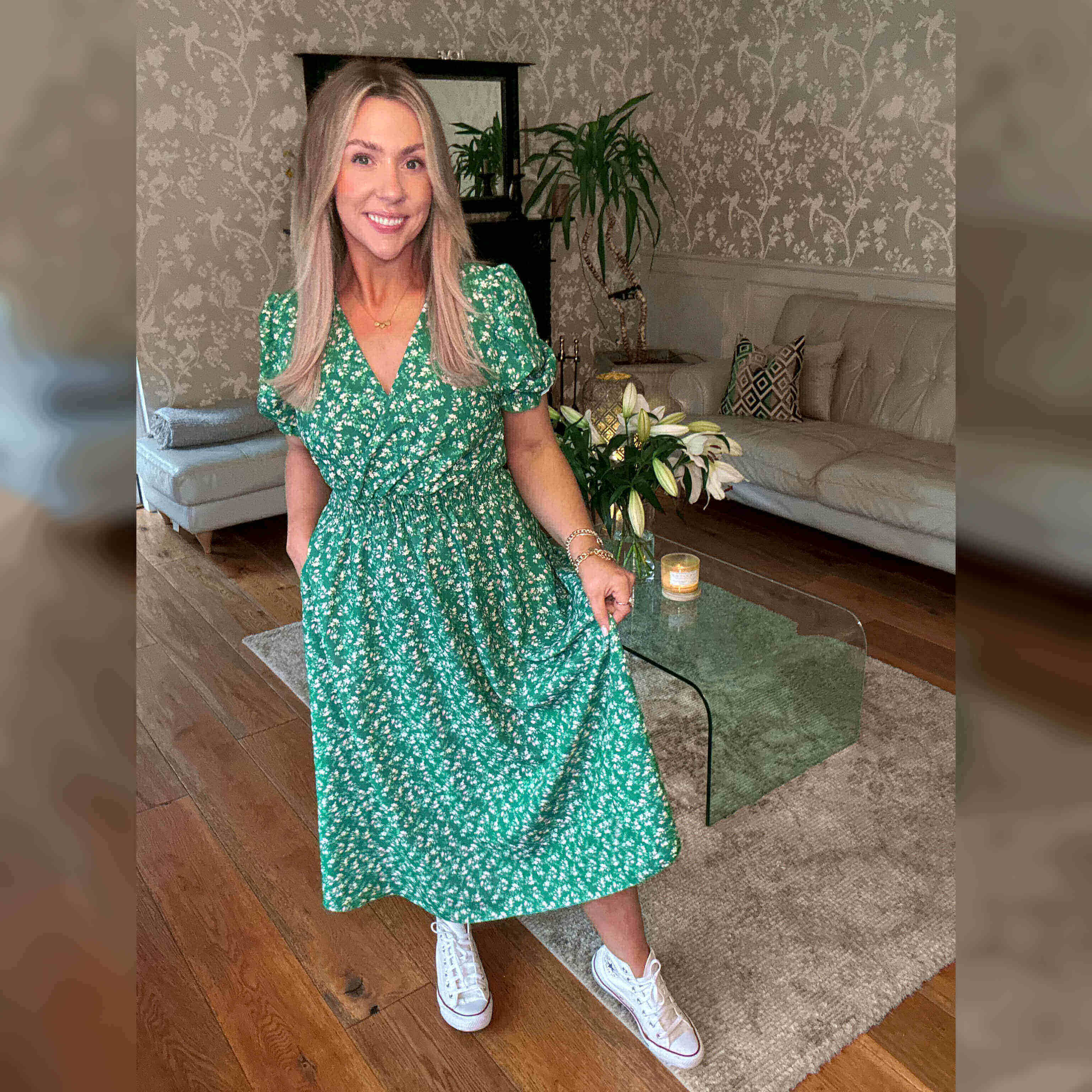 Belle Dress (Green Floral) - The Casual Company