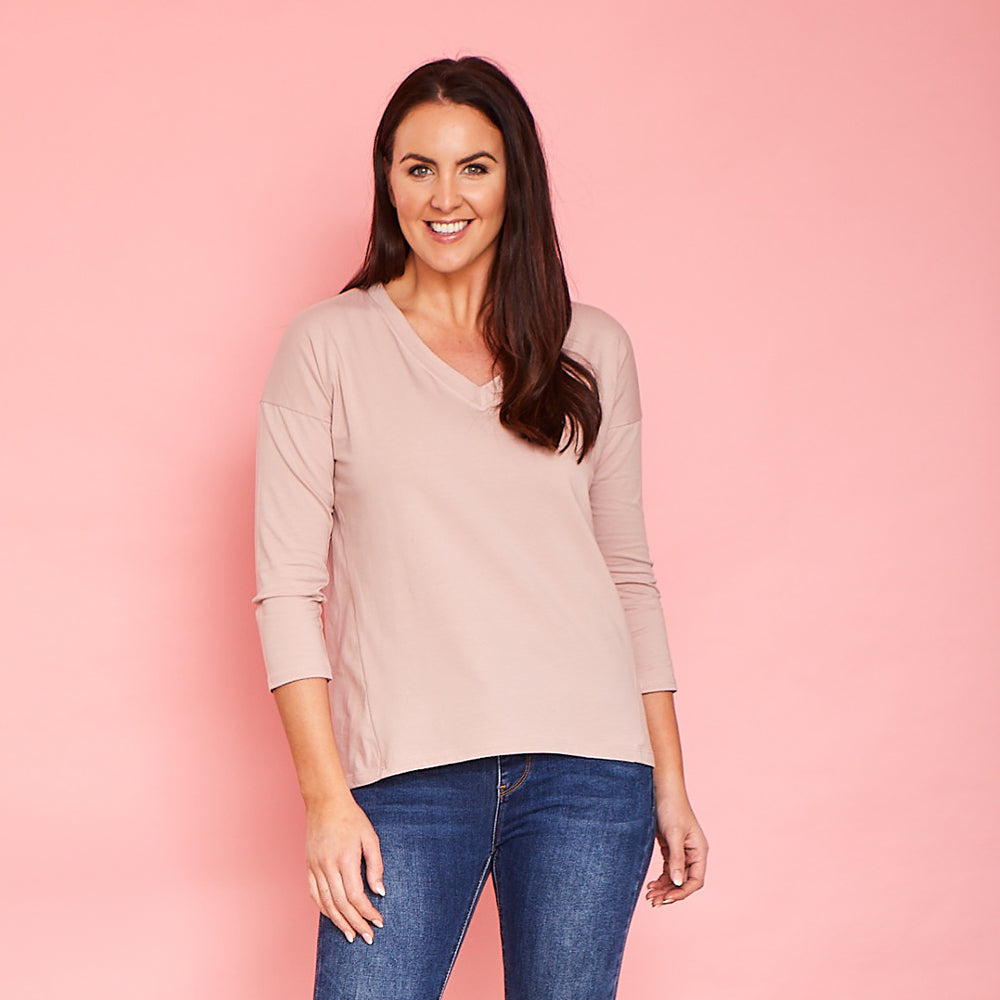 Riley V Neck Top (Rose)