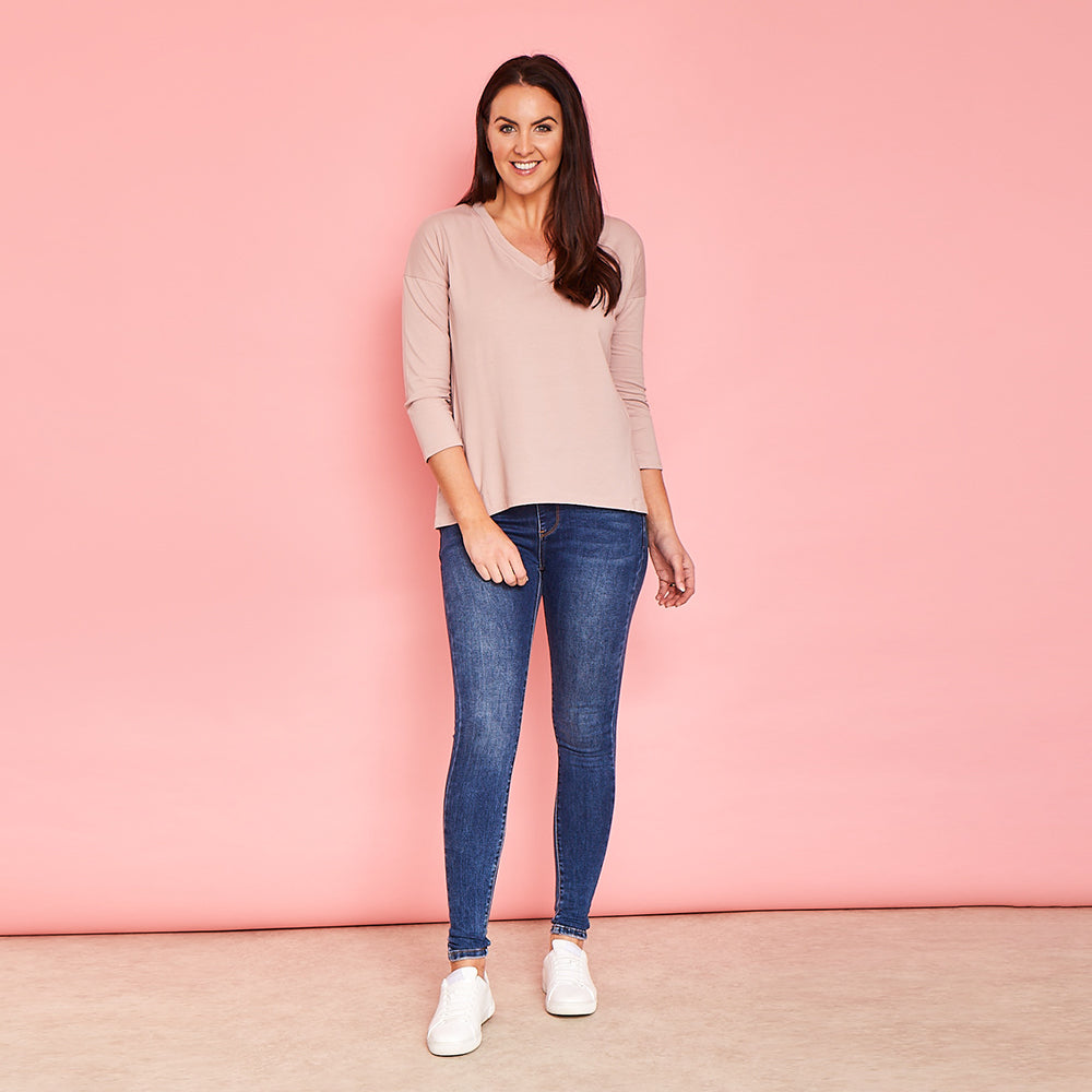 Riley V Neck Top (Rose)