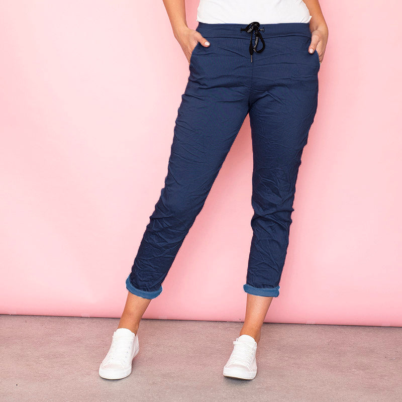 Billie Crinkle Jogger (Dark Blue) - The Casual Company
