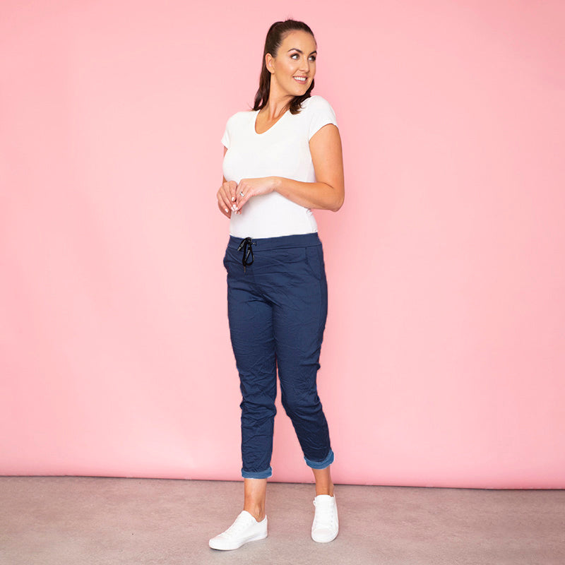 Billie Crinkle Jogger (Dark Blue) - The Casual Company