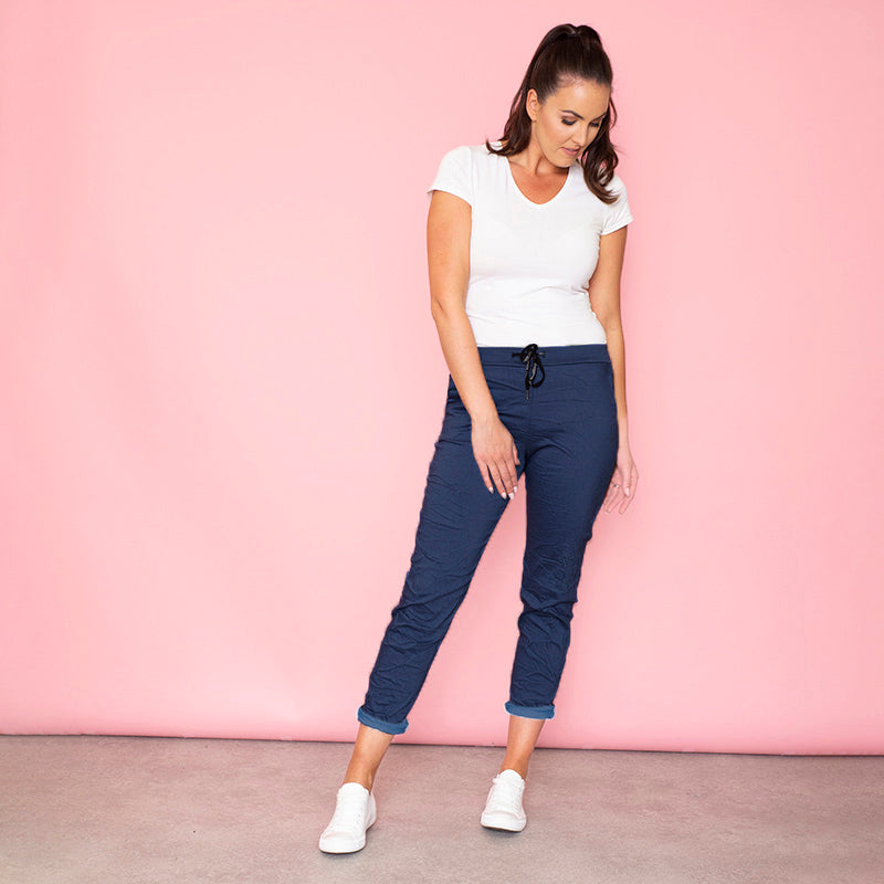Billie Crinkle Jogger (Dark Blue) - The Casual Company