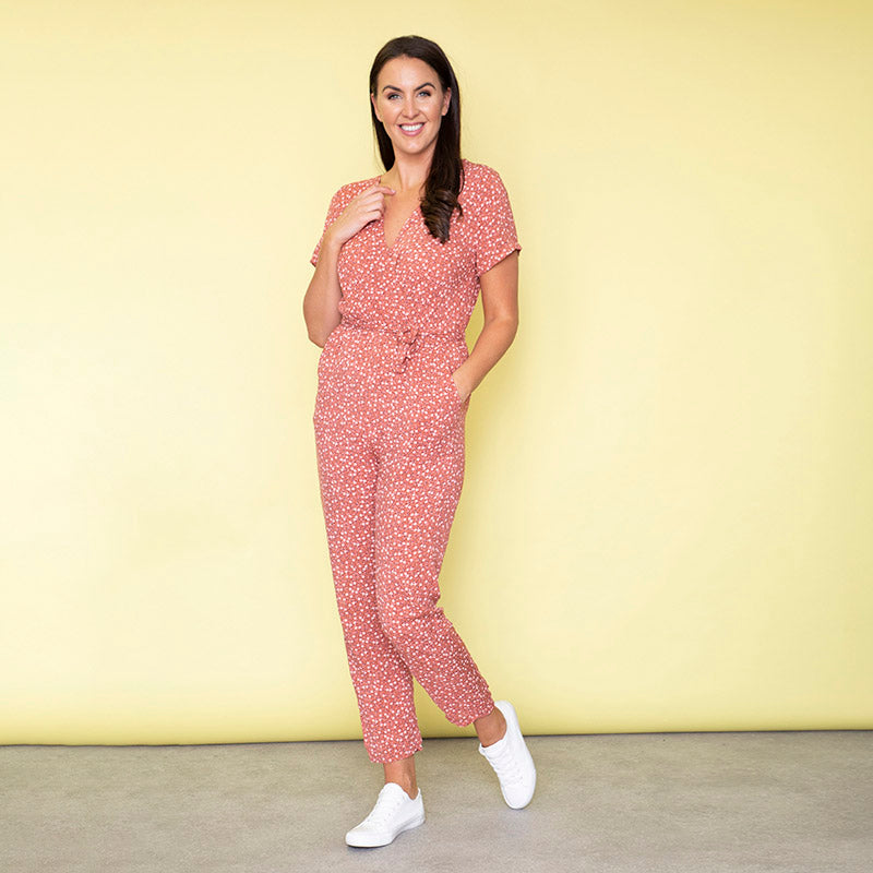 Vibra Floral Jumpsuit (Peach)