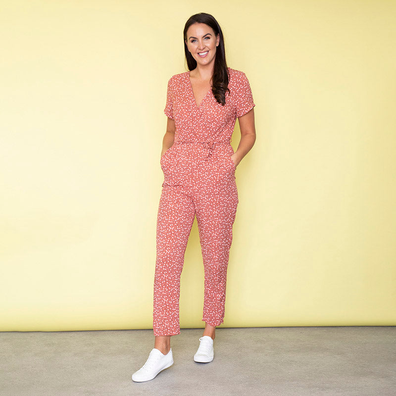Vibra Floral Jumpsuit (Peach)