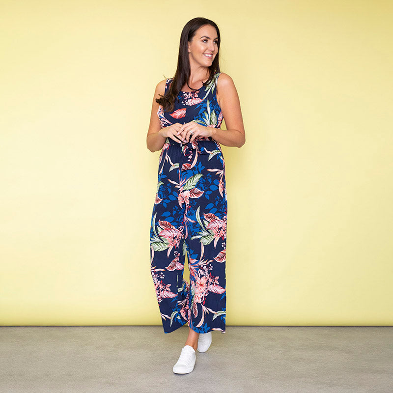 Maya Floral Jumpsuit (Navy)