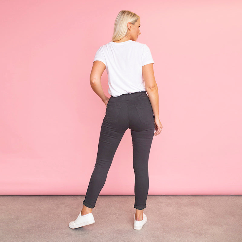 Dana Drawstring Vintage Jeggings (Black)
