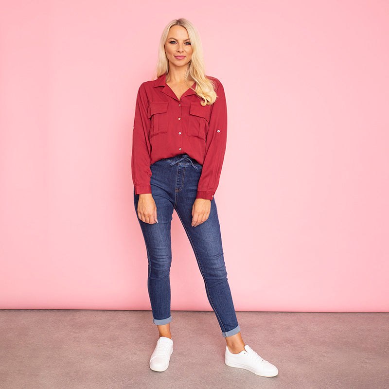 Elenor Pocket Shirt (Burgundy)