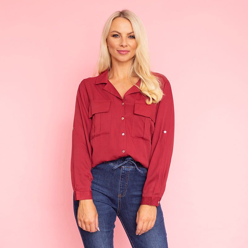 Elenor Pocket Shirt (Burgundy)