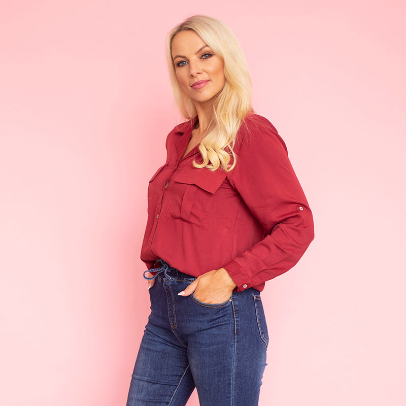 Elenor Pocket Shirt (Burgundy)