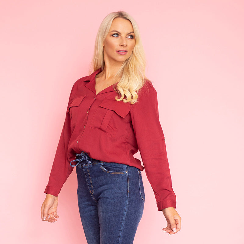 Elenor Pocket Shirt (Burgundy)