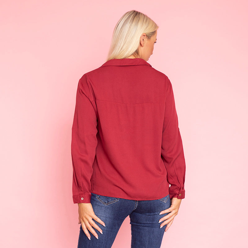 Elenor Pocket Shirt (Burgundy)