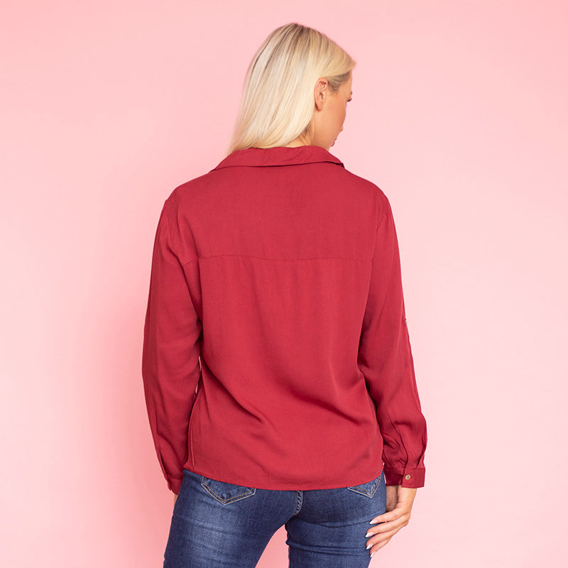 Elenor Pocket Shirt (Burgundy)