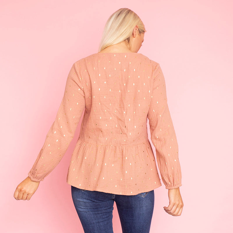 Pia Peplum Top (Peach)
