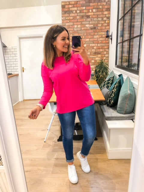 Riley Crew Neck Top (Pink)